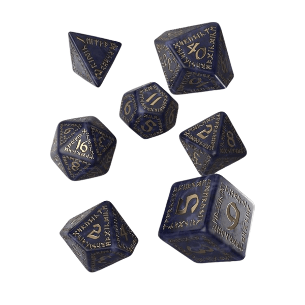 Sada runových kociek - Mixed Blue & Gold