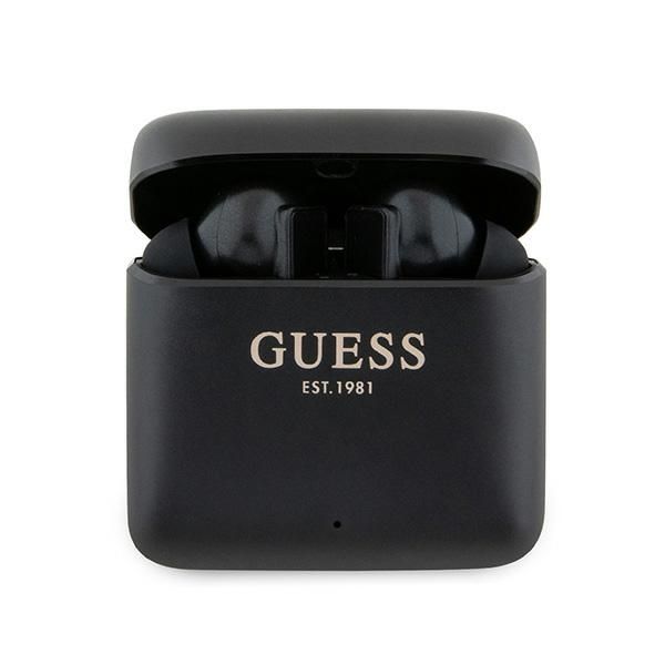 Guess Bluetooth slúchadlá GUTWSSU20ALEGK TWS + nabíjacia stanica čierna Potlačené logo