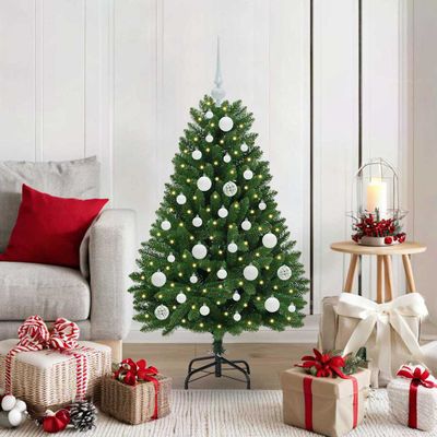 vidaXL Umelý vianočný stromček s 150 LED-i Zelená 120 cm PVC a kov