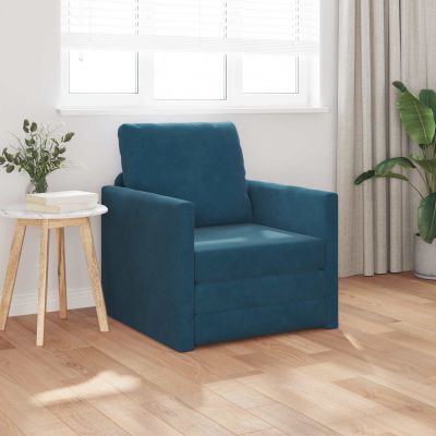 vidaXL Rozkladacia posteľ Modrá 74 x 77 x 81 cm Zamat