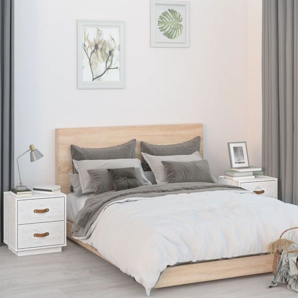 vidaXL Nočné stolíky 2 ks biele 40x34x45 cm masívne borovicové drevo