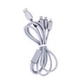 Maxlife 3in1 kábel USB - Lightning + USB-C + microUSB 1,0 m 2,1A sivý nylon