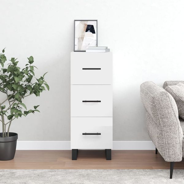 vidaXL Komoda lesklá biela 34,5x34x90 cm spracované drevo