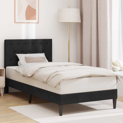 vidaXL Rám postele s čelnou doskou Čierna 90 x 190 cm Zamat