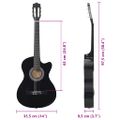 vidaXL Folková klasická gitara s výrezom so 6 strunami, čierna 38"