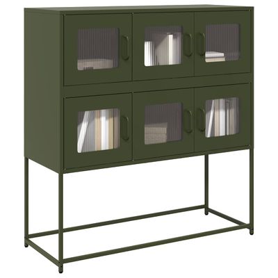vidaXL Komoda olivovozelená 100,5x39x107 cm oceľ valcovaná za studena