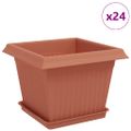 vidaXL Kvetináče 24 ks Tehlovo červená Plast