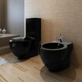 Stojaca toaleta a bidet, čierna, keramika