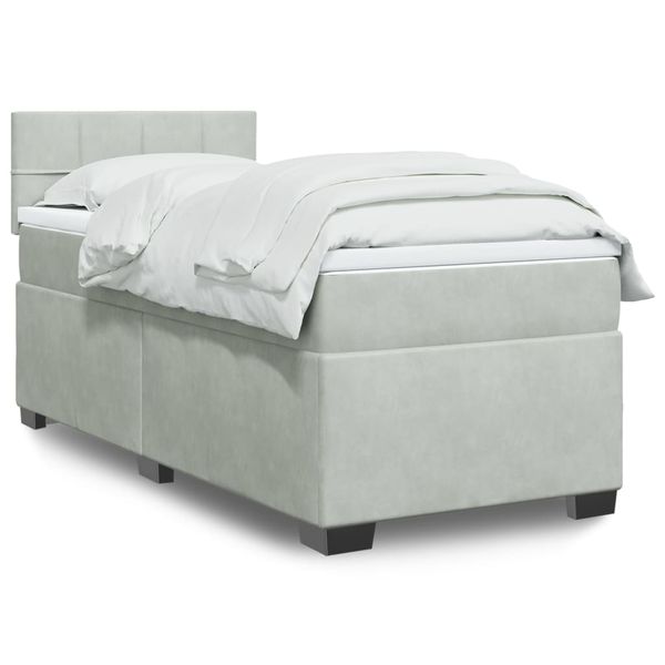 vidaXL Posteľný rám boxsping s matracom bledosivý 100x200 cm zamat