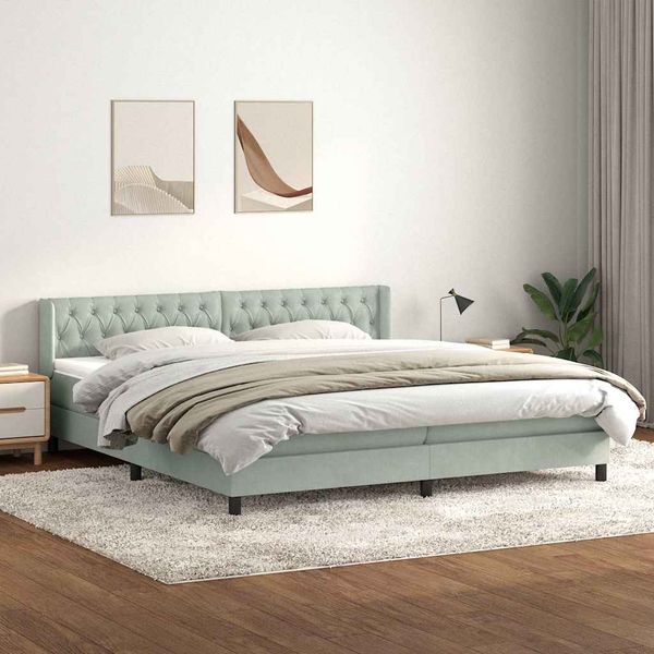 vidaXL Posteľný rám boxsping s matracom bledosivý 180x210 cm zamat