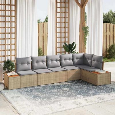 vidaXL Súprava záhradných pohoviek s vankúšom 6 pcs Béžová Poly ratan