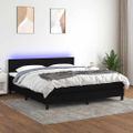 vidaXL Posteľ boxsping s matracom a LED čierna 160x200 cm látka