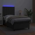 vidaXL Boxspring posteľ s matracom a LED čierna 80x200 cm umelá koža