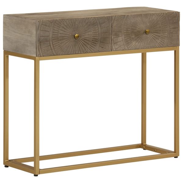 vidaXL Konzolový stolík 90x30x76 cm mangovníkový masív a železo