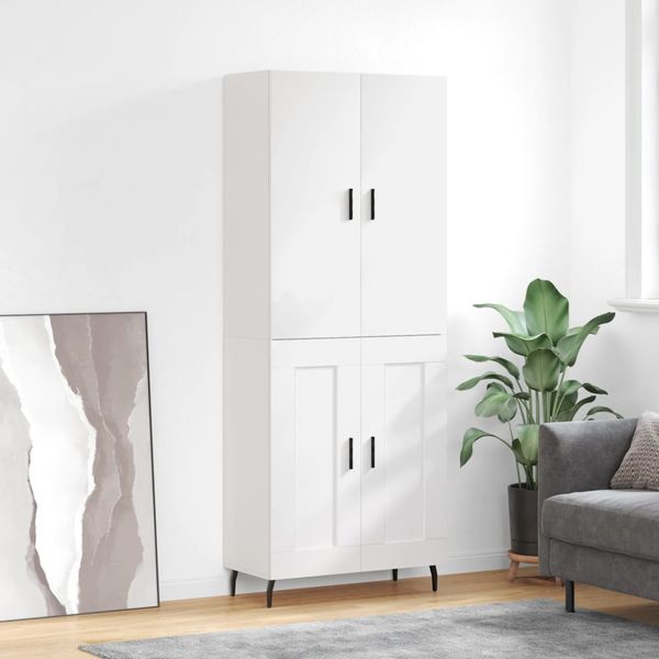 vidaXL Vysoká skrinka lesklá biela 69,5x34x180 cm spracované drevo