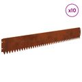 vidaXL Obrubník trávnika 10 ks 103 x 15 cm Oceľ Hrdzavý