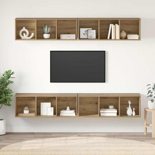 vidaXL Zostava TV skriniek 4 pcs Remeselný dub 37 x 37 x 107 cm