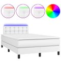 vidaXL Boxspring posteľ s matracom a LED biela 120x200 cm umelá koža