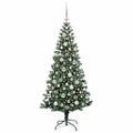 vidaXL Umelý predsvietený vianočný stromček Zelená 180 cm PVC a kov