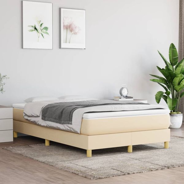 vidaXL Posteľný rám s boxspringom krémová 120x200 cm látka