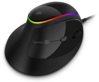 CONNECT IT GAME FOR HEALTH ergonomická vertikálna myš, podsvietená, drátová, ČIERNA