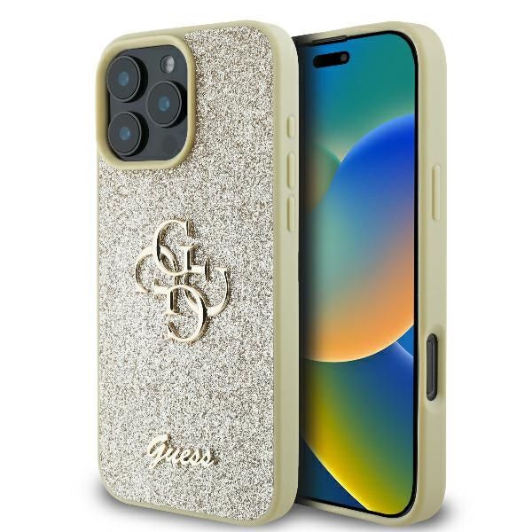 Puzdro Guess pre iPhone 16 Pro 6,3" GUHCP16LHG4SGD Fixné trblietavé Big 4G zlaté