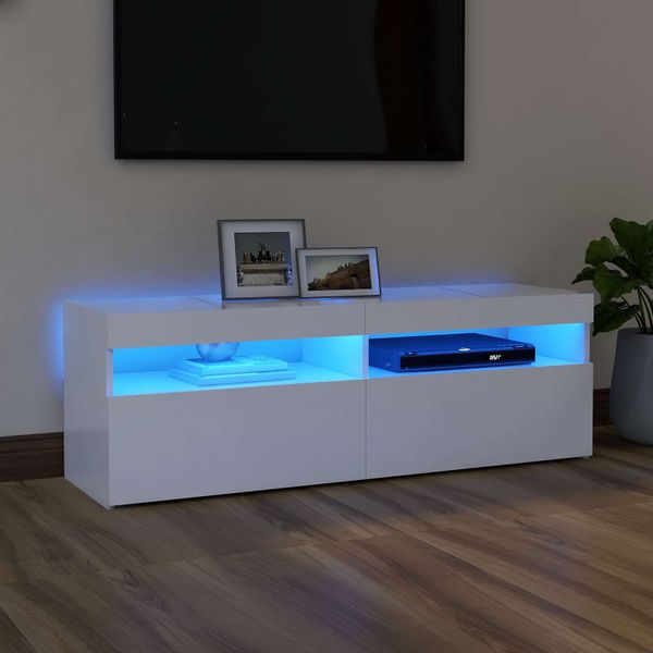 vidaXL TV skrinka s LED svetlami biela 120x35x40 cm