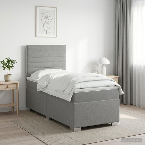 vidaXL Posteľ boxspring s matracom Svetlosivá 100 x 200 cm Látka