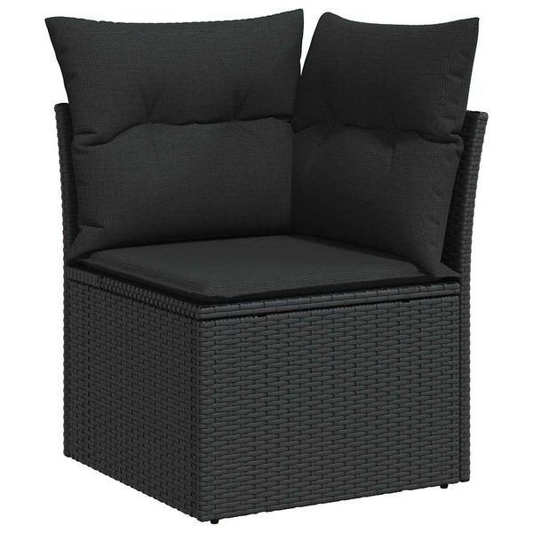 vidaXL Súprava záhradných pohoviek s vankúšom 9 pcs Čierna Poly ratan