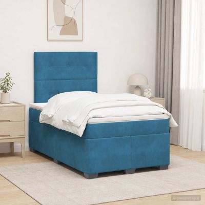 vidaXL Posteľ boxspring s matracom Modrá 120 x 190 cm Zamat