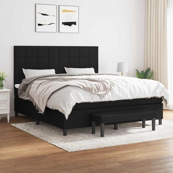 vidaXL Posteľný rám boxspring s matracom čierny 180x200 cm látka