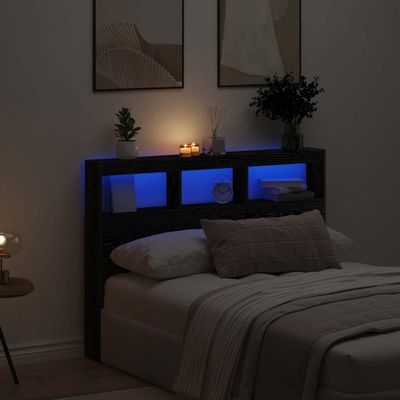 vidaXL Skrinka na čelo postele s LED čierna dub 140x17x102 cm
