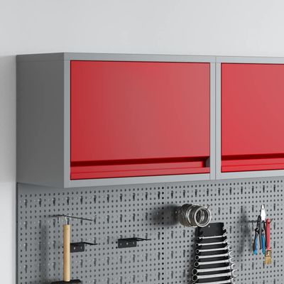 vidaXL Skrinka na náradie s úložiskom Červená a šedá 50 x 25 x 35 cm