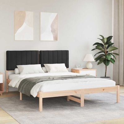 vidaXL Rám postele s čalúneným čelom Čierny 160 x 200 cm