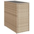 vidaXL Záh. príručný stôl sklenená doska béžový 58x27,5x55cm polyratan