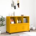 vidaXL Komoda horčicovožltá 100,5x39x7 cm oceľ