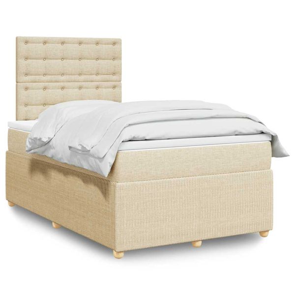 vidaXL Boxspring posteľ s matracom krémová 120x190 cm látka