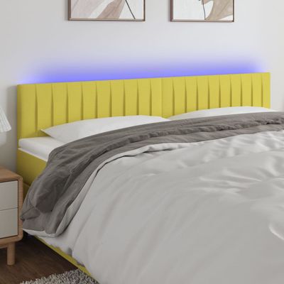 vidaXL Čelo postele s LED zelené 180x5x78/88 cm látka