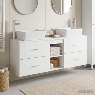 vidaXL Set kabinetov do kúpeľne 3 ks Biela 53 x 34,5 x 63 cm