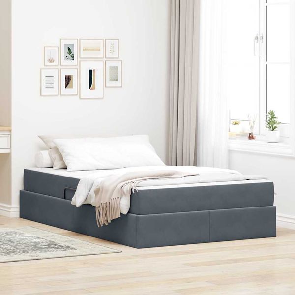 vidaXL Postel s úložným prostorem a matrací Tmavo šedá 120 x 200 cm