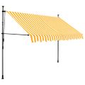 vidaXL Ručne zaťahovacia markíza s LED 300 cm, bielo oranžová