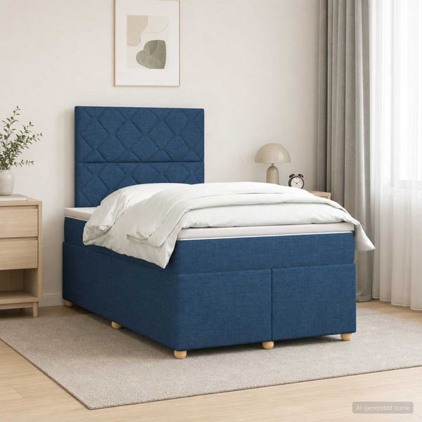 vidaXL Posteľ boxspring s matracom Modrá 120 x 190 cm Látka