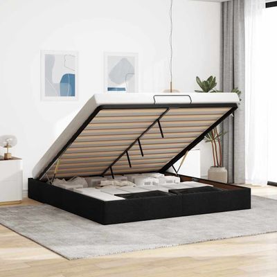 vidaXL Osmanský rám postele bez matraca Čierna 200x200 cm Látka
