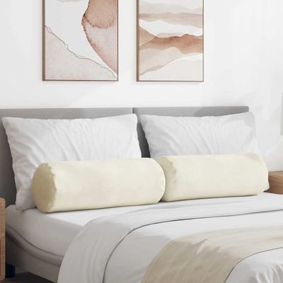 vidaXL Podložkové vankúše 2 pcs Krémová Ø 25 x 70 cm Kordúrová tkanina