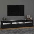 vidaXL TV skrinka s LED svetlami čierna 210x35x40 cm