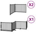 vidaXL Brána pre psa dvere sklad. 8-panel. čierna 640cm topoľové drevo