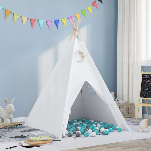 vidaXL Teepee stan Biela 120 x 120 x 150 cm Textil a plast