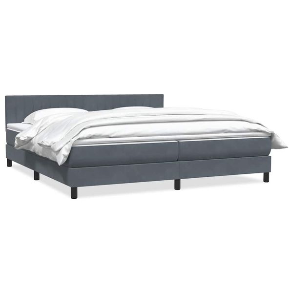 vidaXL Box Spring Posteľ s matracom Tmavosivá 180x220 cm Zamat