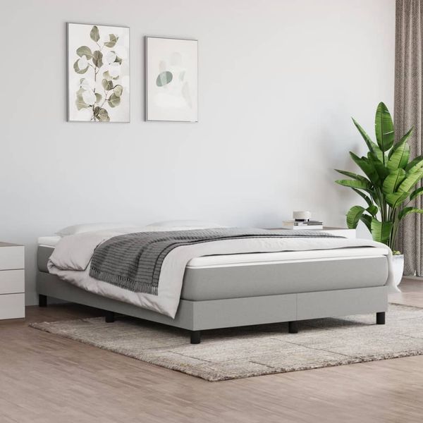 vidaXL Posteľný rám s boxspringom bledosivý 140x190 cm látka