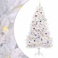 vidaXL Umelý Sklápací Vianočný Stromček LED Biela 128 x 128 x 270 cm